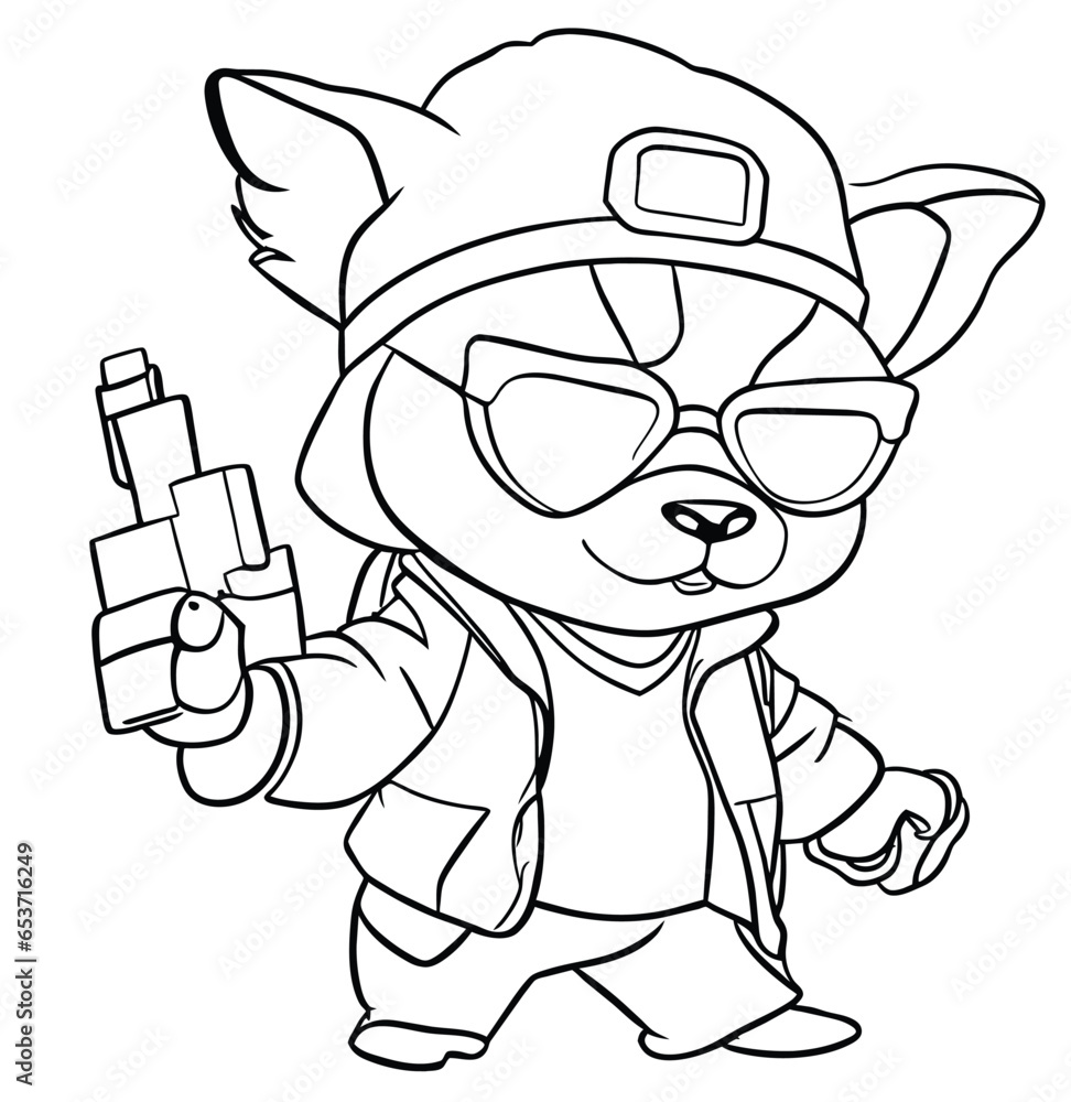 Puppy Gangster Coloring Page 