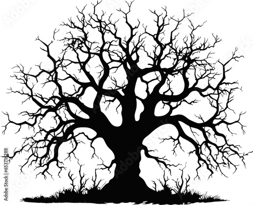 Halloween tree . Dead Branch from vector.Halloween tree by hand drawing.Black plant on white background AI generated illustration