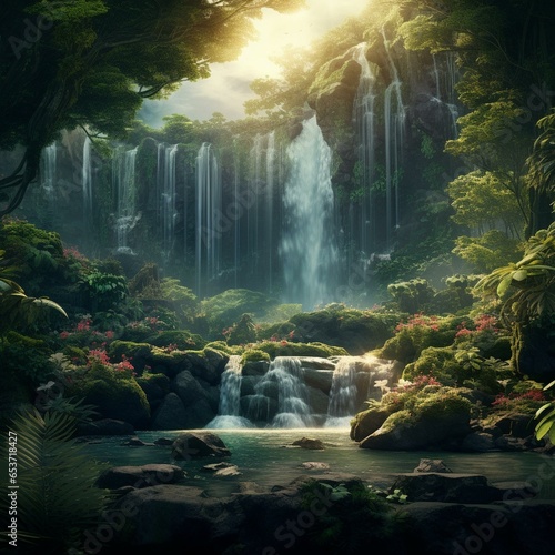 garden of eden waterfall nature cinematic © Young