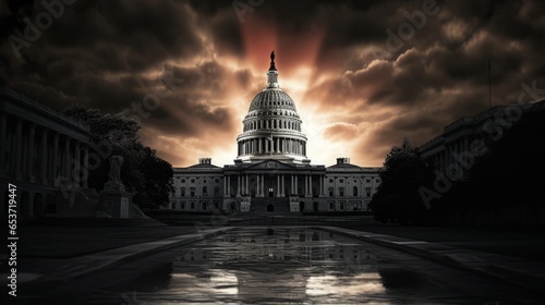 Government shutdown , concept rising interest rates, Overindebtedness, 16:9