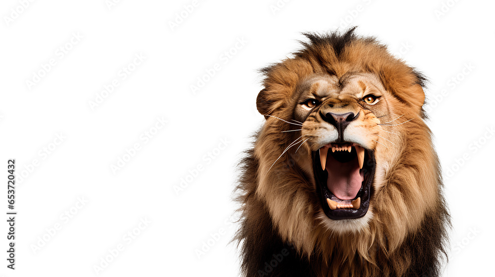 Lion the king of the jungle angry. Isolated on Transparent background.