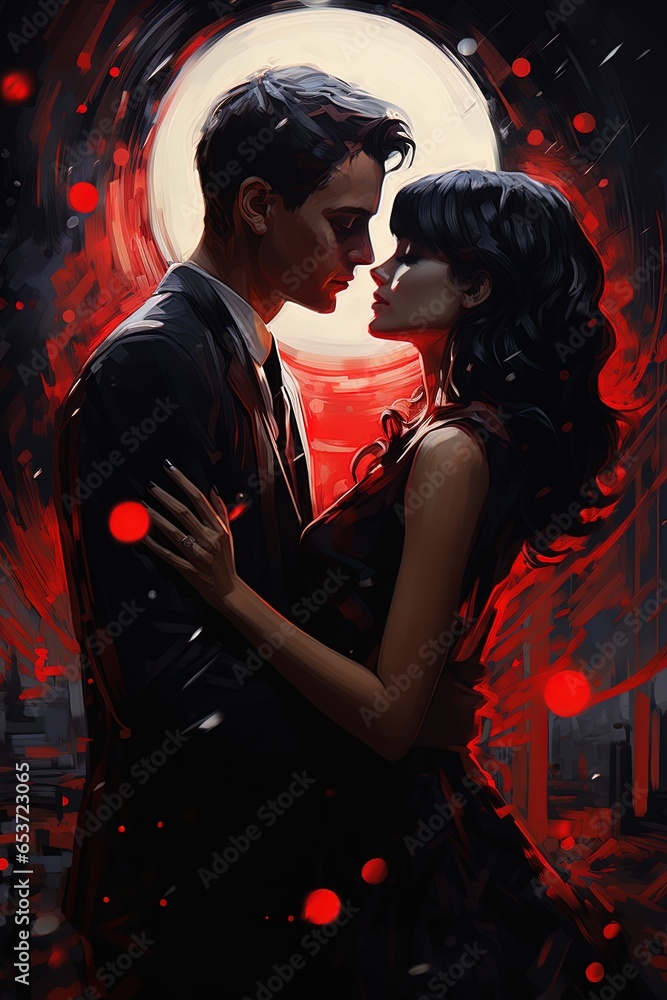 silhouettes male is holding a beautiful woman. Red Black White Design gothic Background
silhouettes male is holding a beautiful woman. Red Black White Design gothic Background