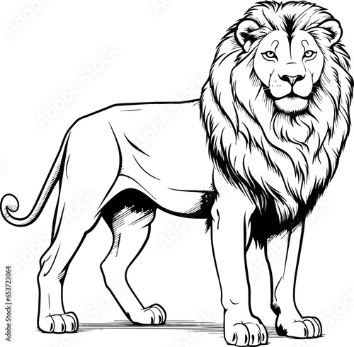 Vintage engraving isolated lion king set illustration ink sketch. Africa wild cat background animal silhouette art. Black and white hand drawn vector image