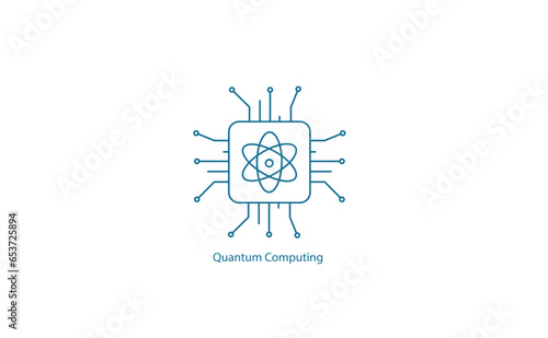 Quantum Computing Vector Icon: Advanced Computing Technology and Quantum Information Symbol in Scalable Format