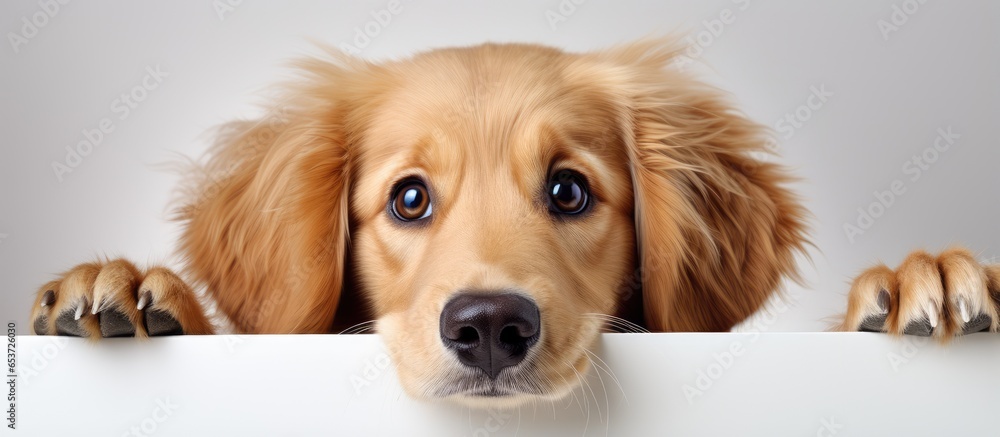 cream-colored-golden-retriever-dog-peeking-out-from-isolated-corner-on