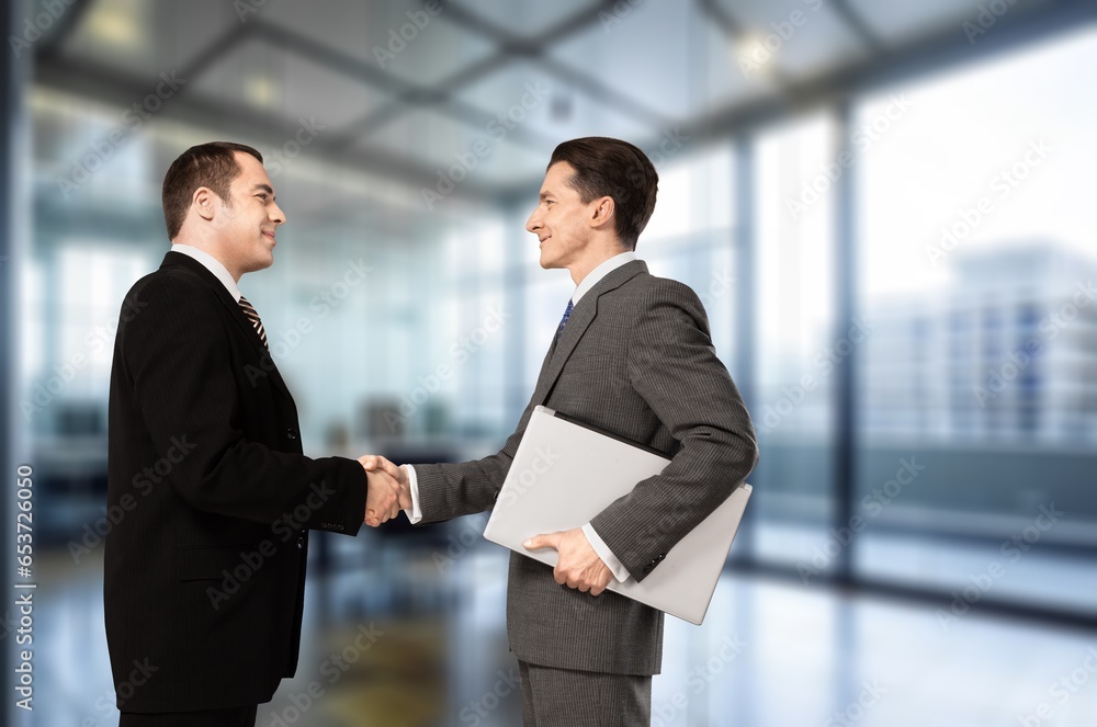 Portrait of cheerful manager employee. Business meeting, AI generated image Portrait of cheerful manager employee. Business meeting, AI generated image