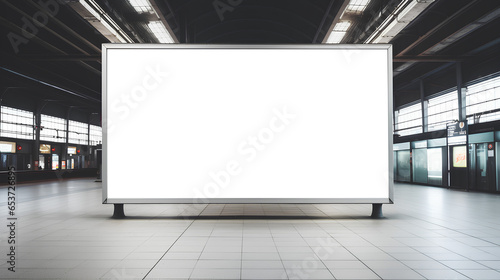 An Empty Blank billboard for advertising poster mockup in a train station