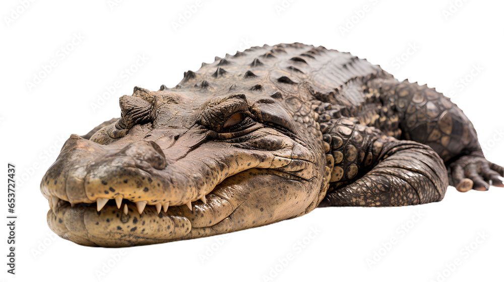 Sleeping Crocodile. Isolated on Transparent background. - obrazy, fototapety, plakaty 