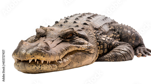 Sleeping Crocodile. Isolated on Transparent background.