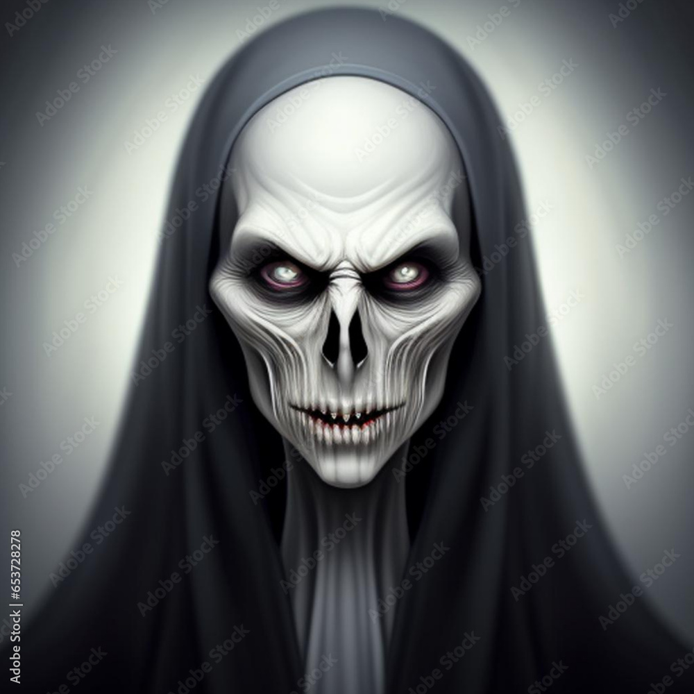 Atmospheric portrait of a sinister scary ghostly apparition. Generative AI Atmospheric portrait of a sinister scary ghostly apparition. Generative AI