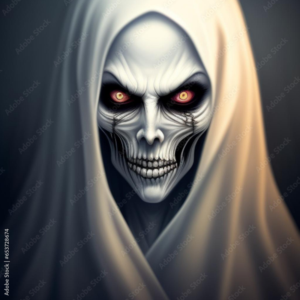 Atmospheric portrait of a sinister scary ghostly apparition. Generative AI Atmospheric portrait of a sinister scary ghostly apparition. Generative AI