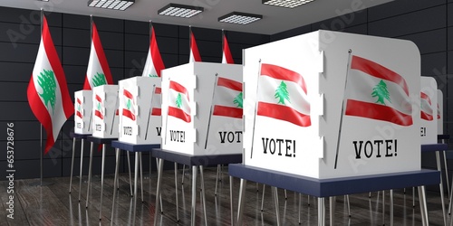 Lebanon - polling station with many voting booths - election concept - 3D illustration