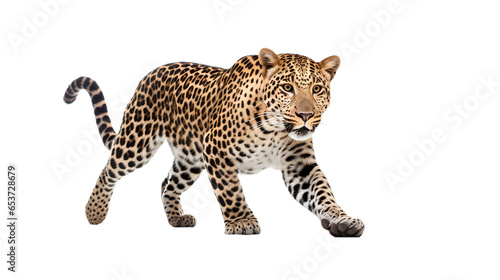 walking leopard. Isolated on Transparent background.