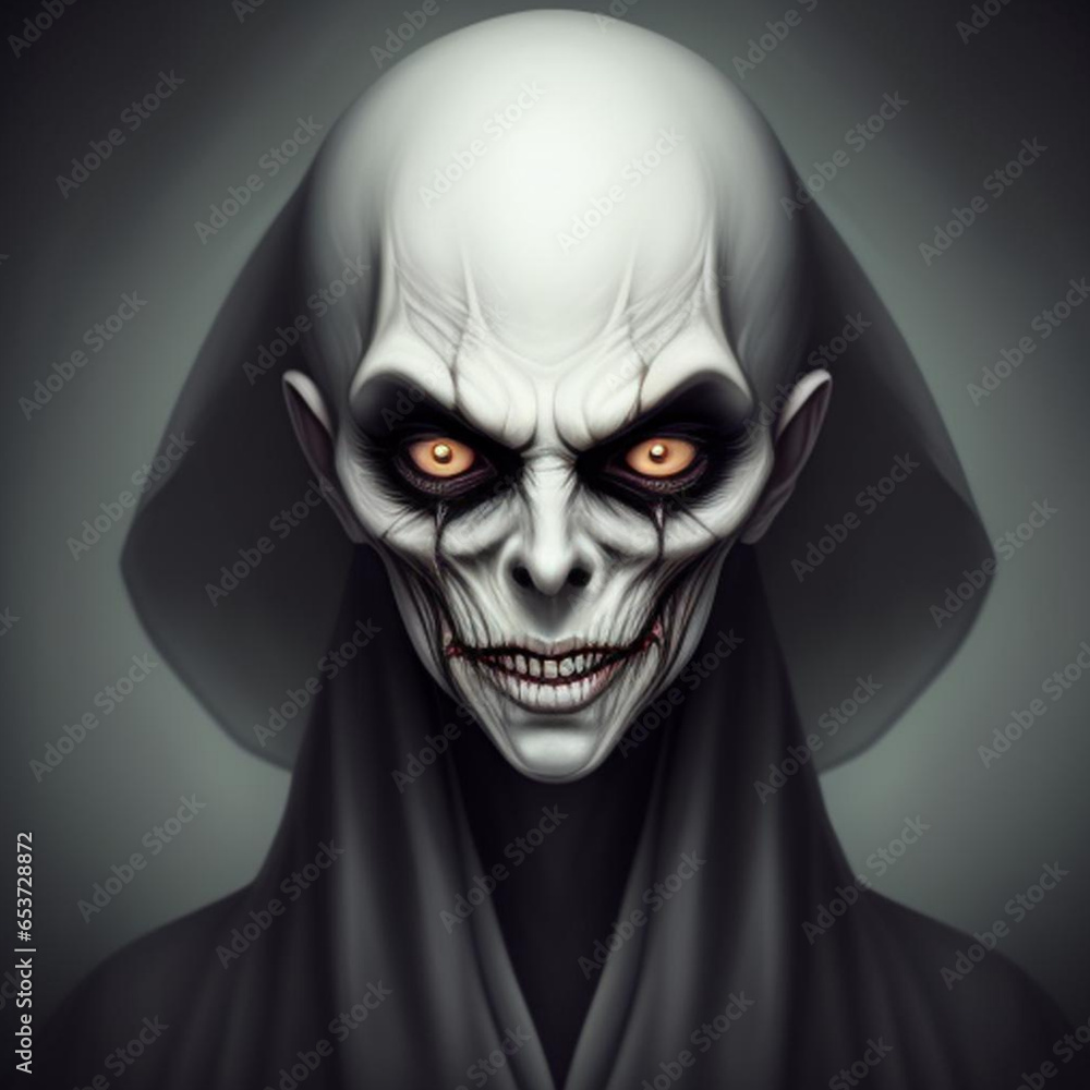 Atmospheric portrait of a sinister scary ghostly apparition. Generative AI Atmospheric portrait of a sinister scary ghostly apparition. Generative AI