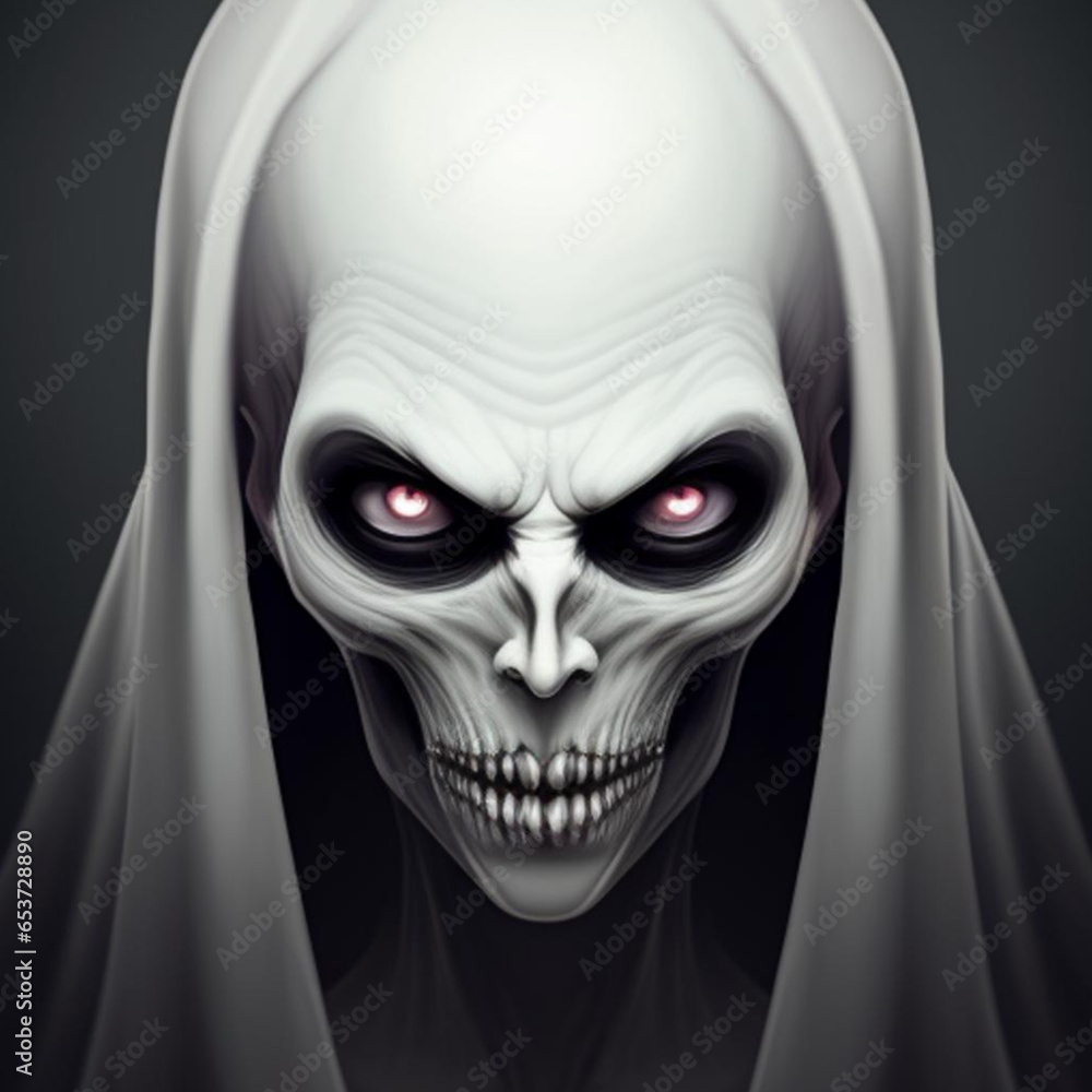Atmospheric portrait of a sinister scary ghostly apparition. Generative AI Atmospheric portrait of a sinister scary ghostly apparition. Generative AI