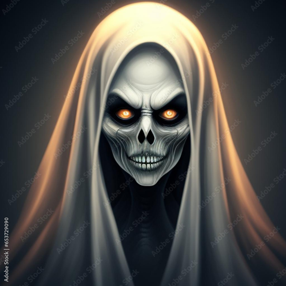 Atmospheric portrait of a sinister scary ghostly apparition. Generative AI Atmospheric portrait of a sinister scary ghostly apparition. Generative AI