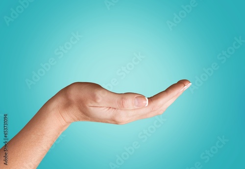 Emoty human Hand. Skincare concept