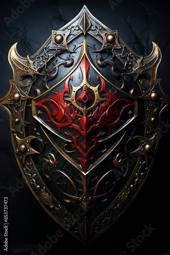 dark fantasy shield on a black background