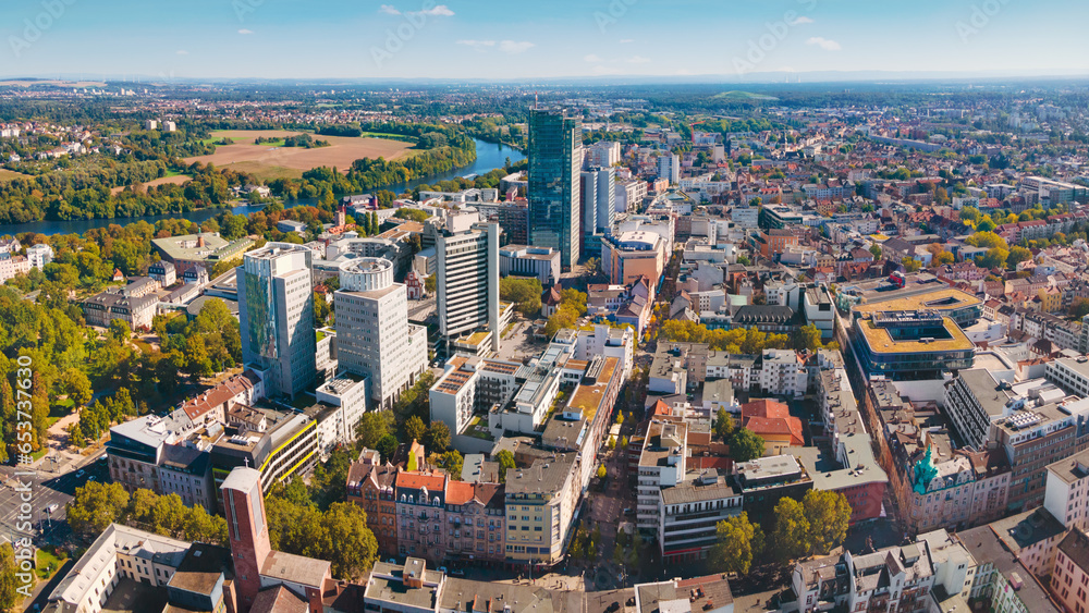 Great panorama of Offenbach city from above