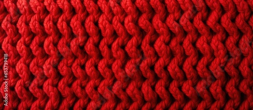 Hand knitted red wool fabric with a pattern texture photo