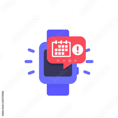 appointment alert, schedule notification in smart watch icon