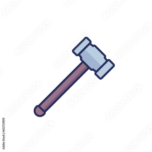 sledgehammer icon on white, sledge hammer with outline