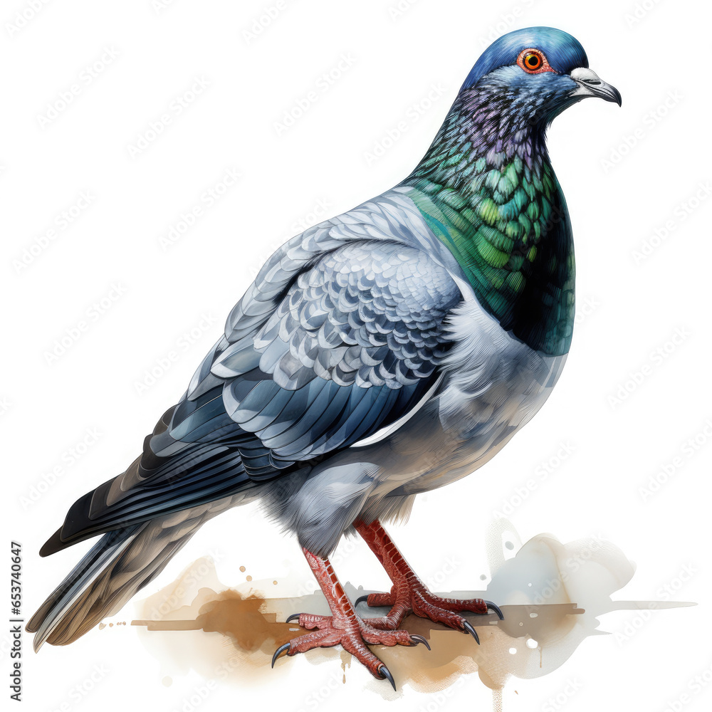 Fototapeta premium watercolor Pigeon clipart, Generative Ai