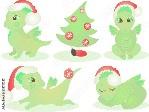 Cute dragon and dinosaur characters, dragon, cartoon characters vector illustration, eps 10 © Liliy