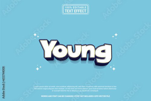 Editable text effect Young 3d cartoon template stlye modren premium vector photo