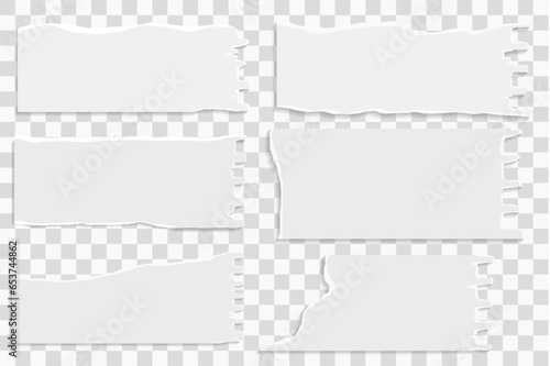 vector Realistic collection of torn paper sheets on transparent background eps 10
