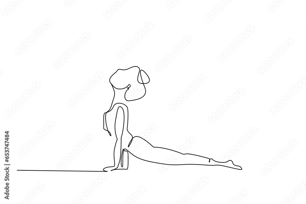 Φωτογραφία young beautiful healthy fit woman pilates yoga fitness pose line art design