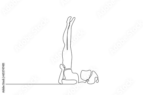 young beautiful healthy fit woman pilates yoga fitness pose line art design