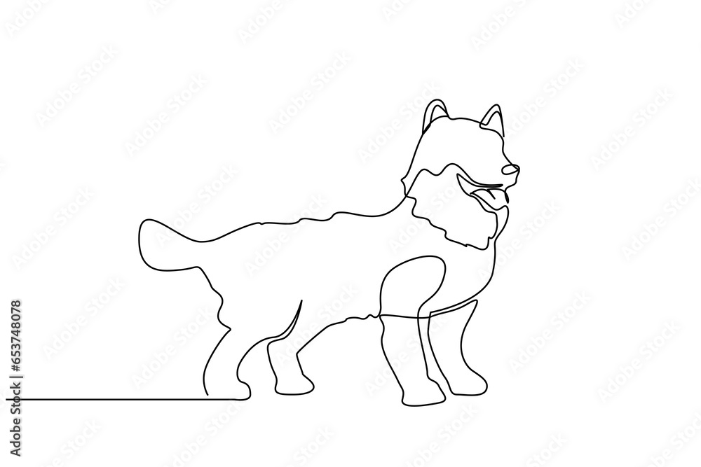 siberian husky dog fun happy full body length line art design