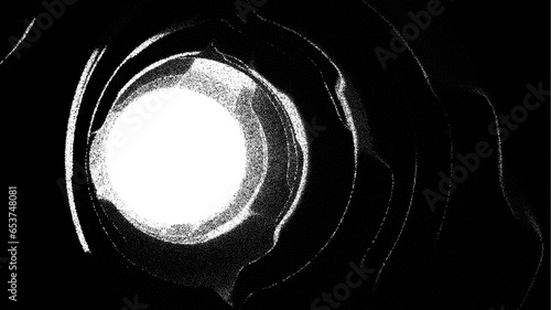 Retro styled docking corridor on space station or light at the end of tunnel concept for sci-fi poster or flyer. Gate or cave with dotwork style.