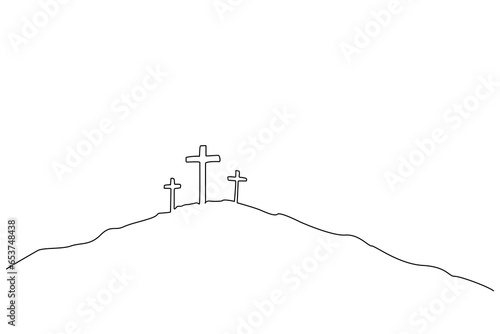 christian cemetery grave cross sign hill outdoor line art design