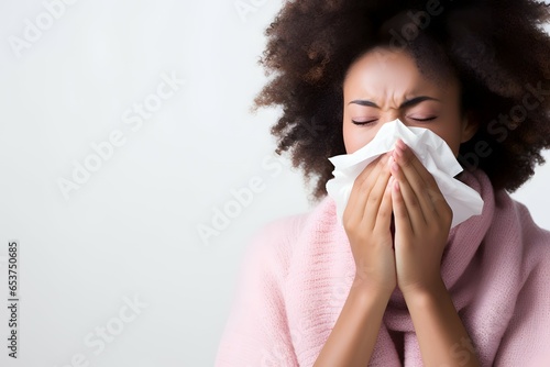 Frau bei der Grippeprävention photo