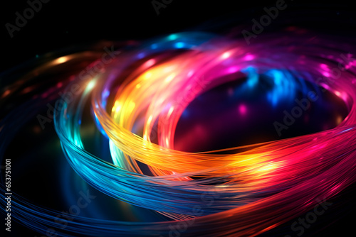 fiber optics lights abstract colors bokeh background with glowing circles