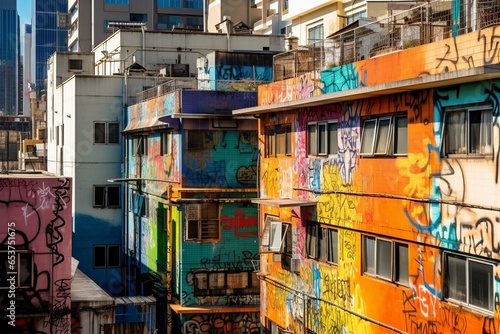 Vibrant urban scenery. Generative AI © Giselle
