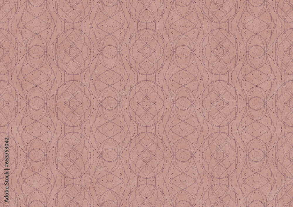 Hand-drawn abstract seamless ornament. Purple on a pale pink background. Paper texture. Digital artwork, A4. (pattern: p10-2c) Hand-drawn abstract seamless ornament. Purple on a pale pink background. Paper texture. Digital artwork, A4. (pattern: p10-2c)