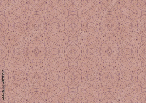 Hand-drawn abstract seamless ornament. Purple on a pale pink background. Paper texture. Digital artwork  A4.  pattern  p10-2c 