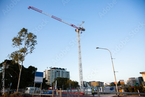 inner city building site with crane photo