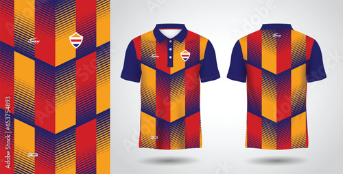 blue red and yellow polo sport shirt sublimation jersey template