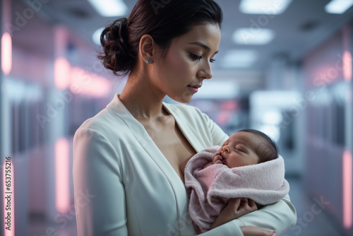 Futuristic Maternal Bond created with generative AI