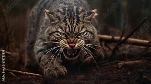 Photo the resilience of a battle-scarred feral tomcat as it navigates the challenges o
