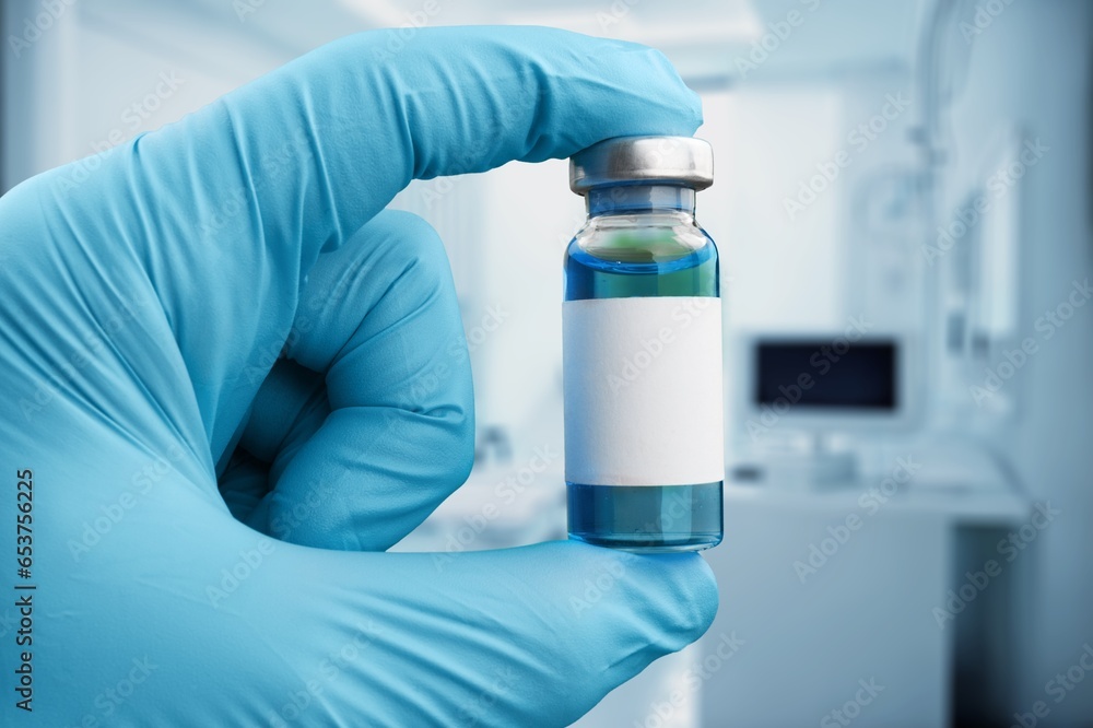 Vaccination shot for diseases. Doctor with vial, AI generated image Vaccination shot for diseases. Doctor with vial, AI generated image