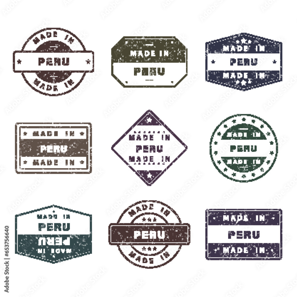 Made in Labels Set with Grunge Effect Isolated on White Background Made in Labels Set with Grunge Effect Isolated on White Background