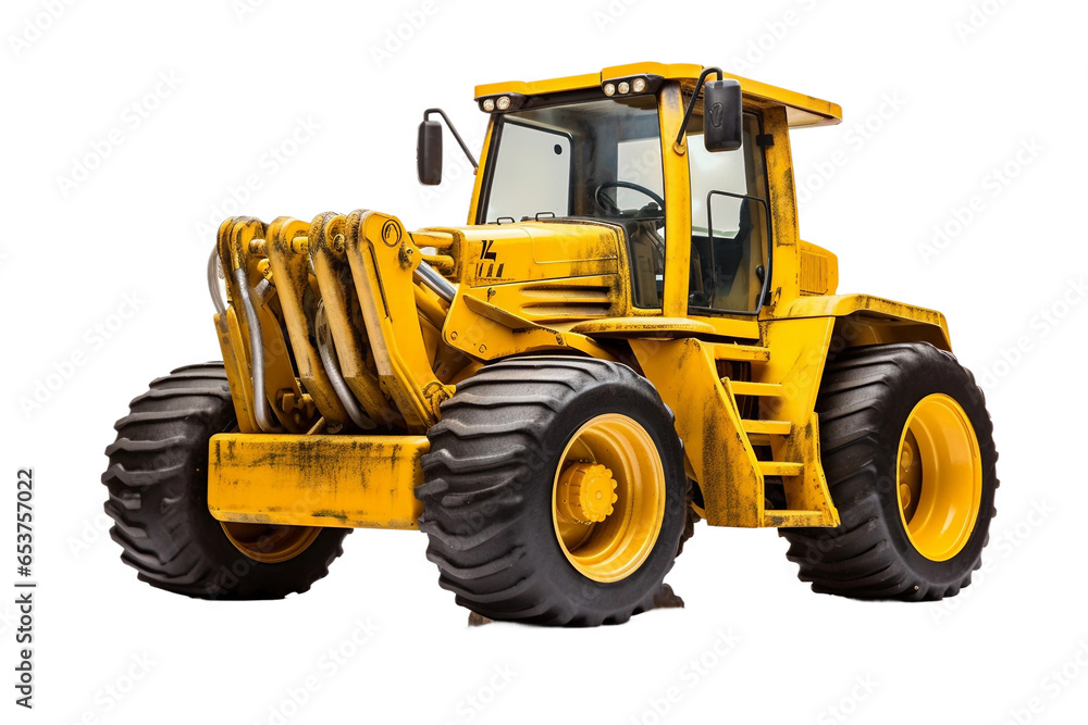 Yellow Bulldozer isolated on a transparent background, Generative Ai