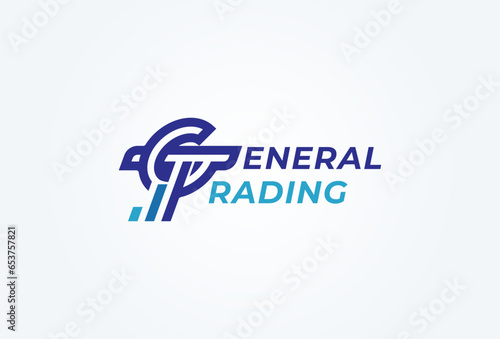 Initial GT General Trade Logo design inspiration. flat design logo template element. vector illustration