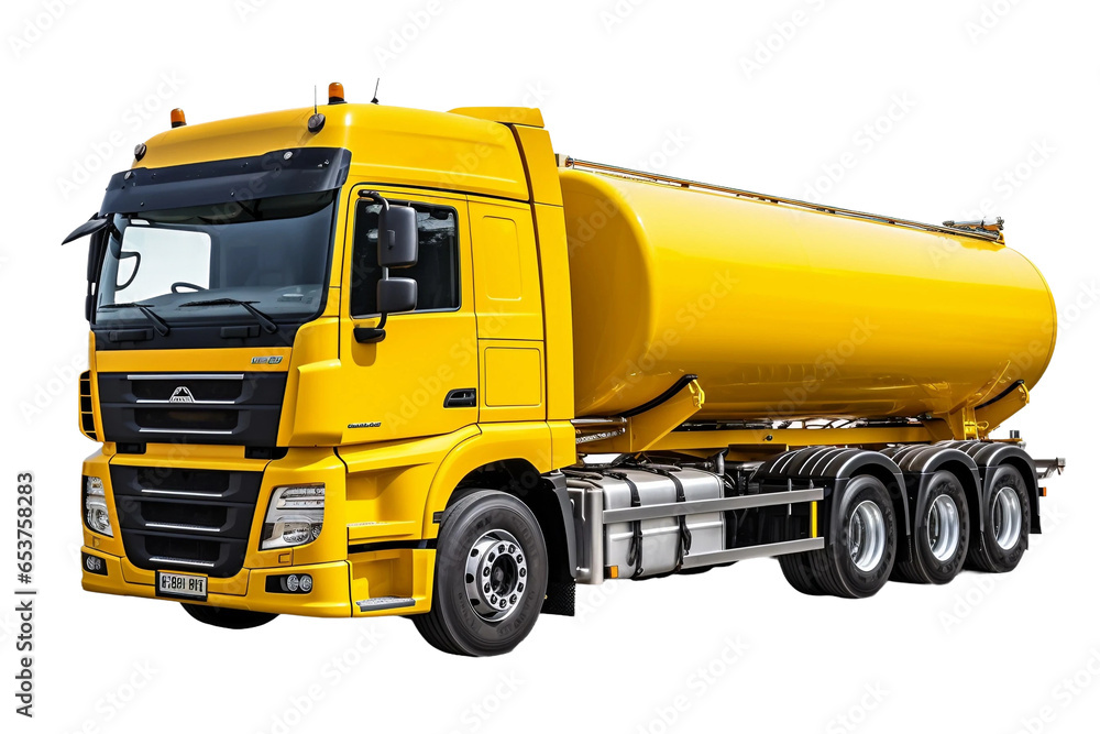 Tanker truck side view isolated on a transparent background, Generative Ai
