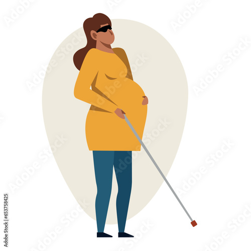 A vector image of a pregnant unseeing woman.